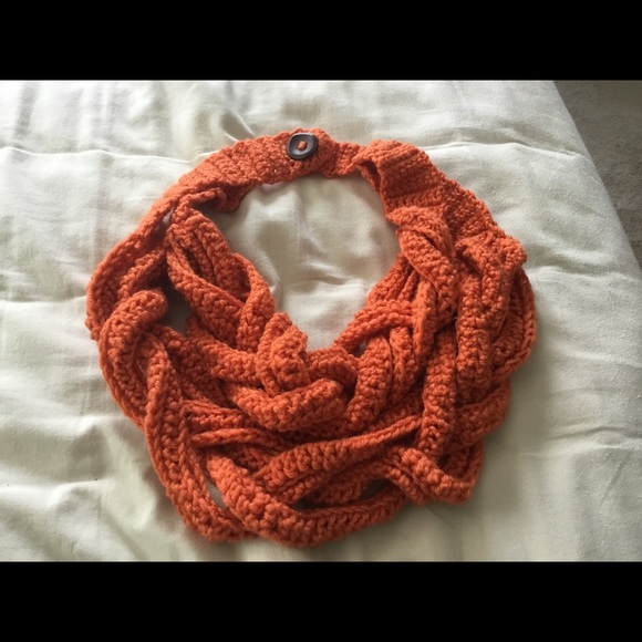 Orange Braided Knitted Scarf - Picture 2 of 2